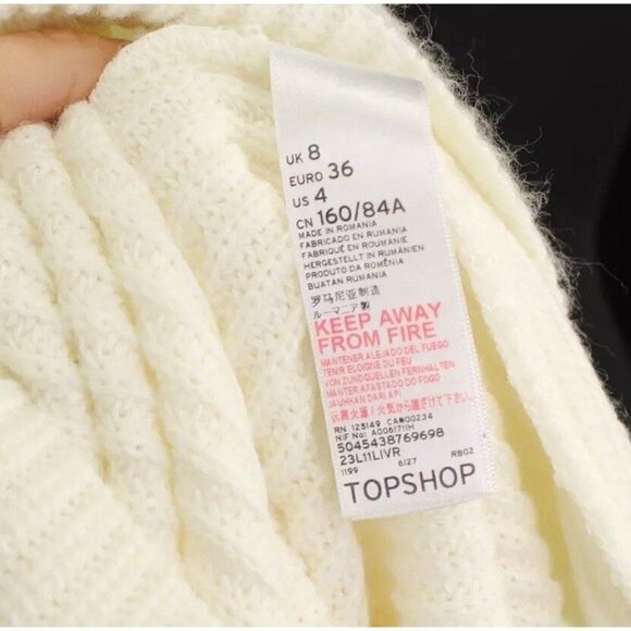 Topshop Womens Sz 4 Cross Back Lace Up Back Sweater Bell Sleeve Boho Ivory s - Picture 10 of 12